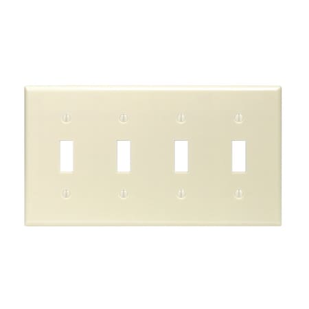 Leviton 4-Gang Plastic Toggle Switch Wall Plate, Ivory 001-86012